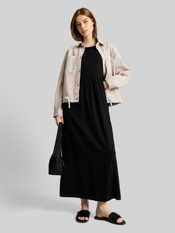 Midi-jurk met linnen door Denim Female, deep black