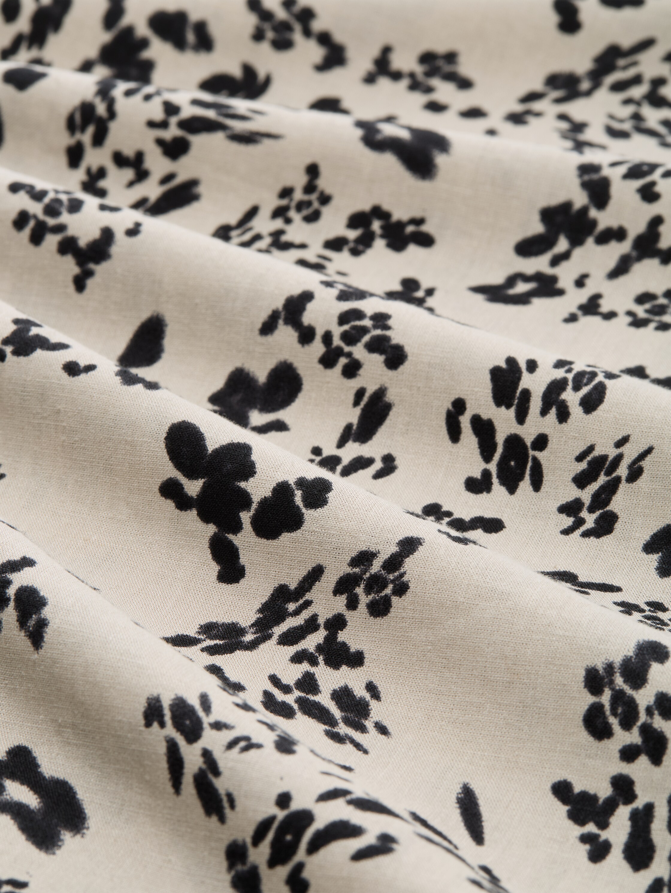 Midi-jurk met linnen - beige_black_flower_print - 