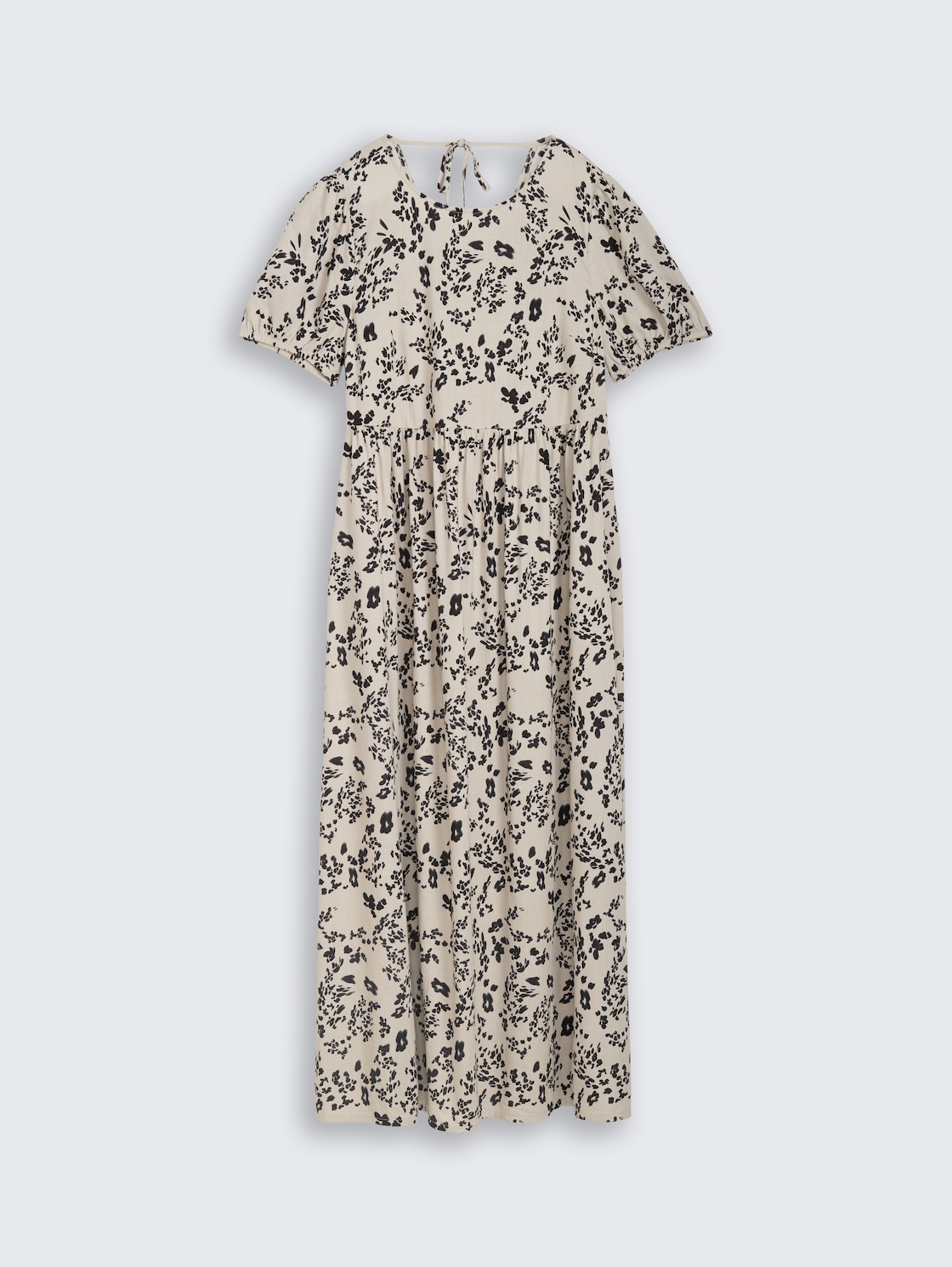 Midi-Kleid mit Leinenanteil - beige black flower print - Vorder-Produkt-Ansicht