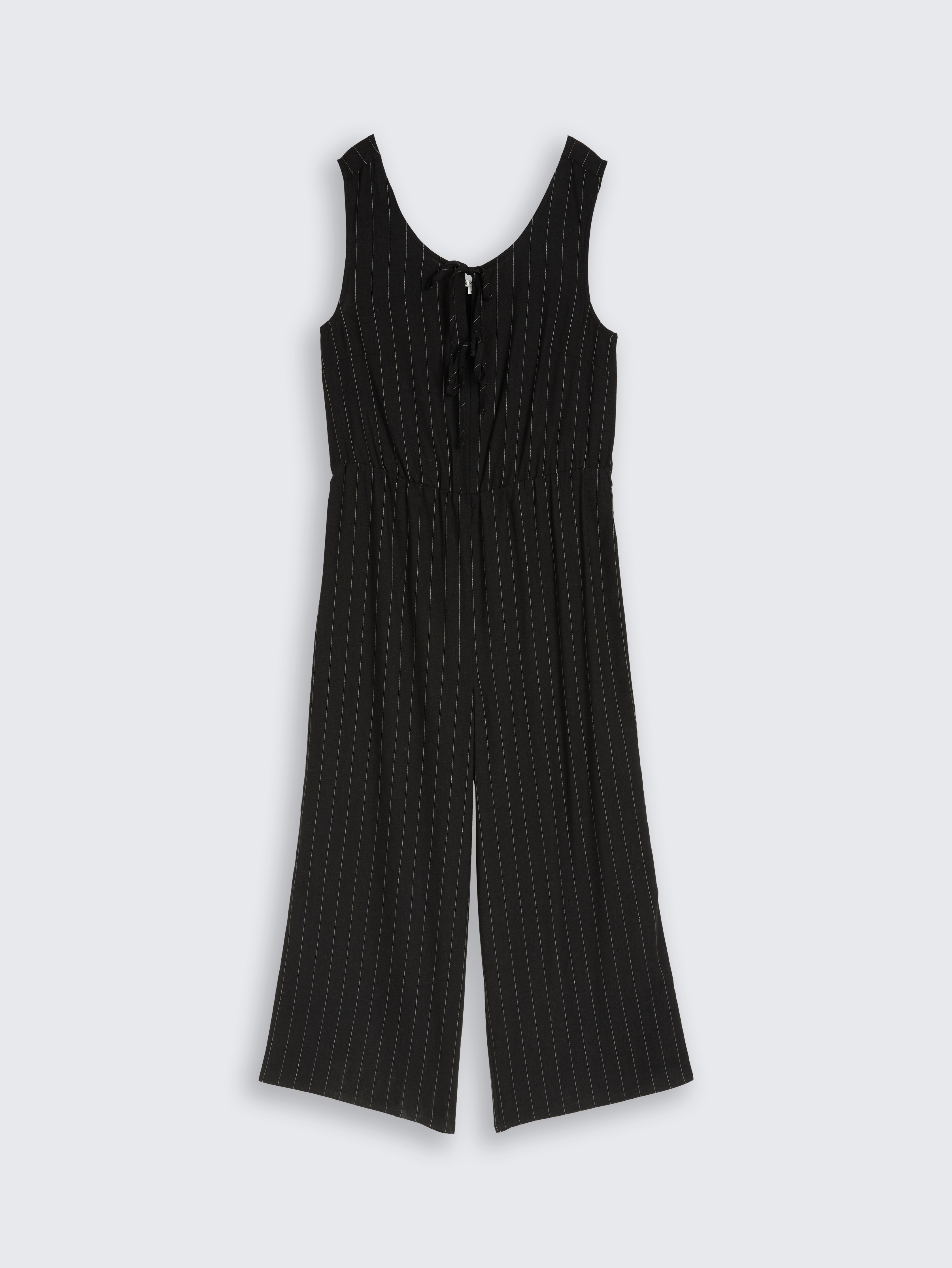 Jumpsuit mit Leinenanteil von Denim Female, black beige vertical stripe