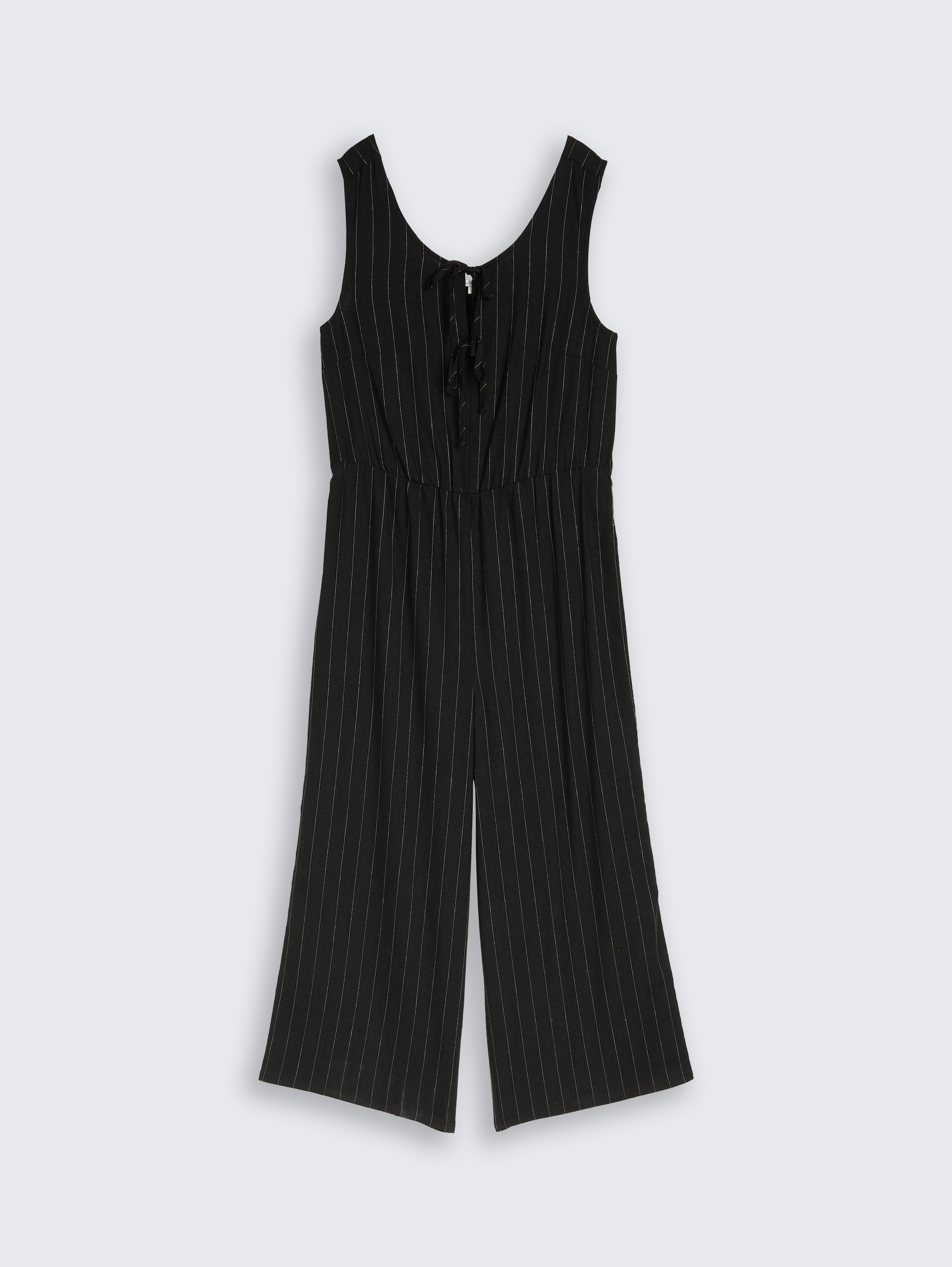 Combinaison en lin - black beige vertical stripe - Vue de face du produit