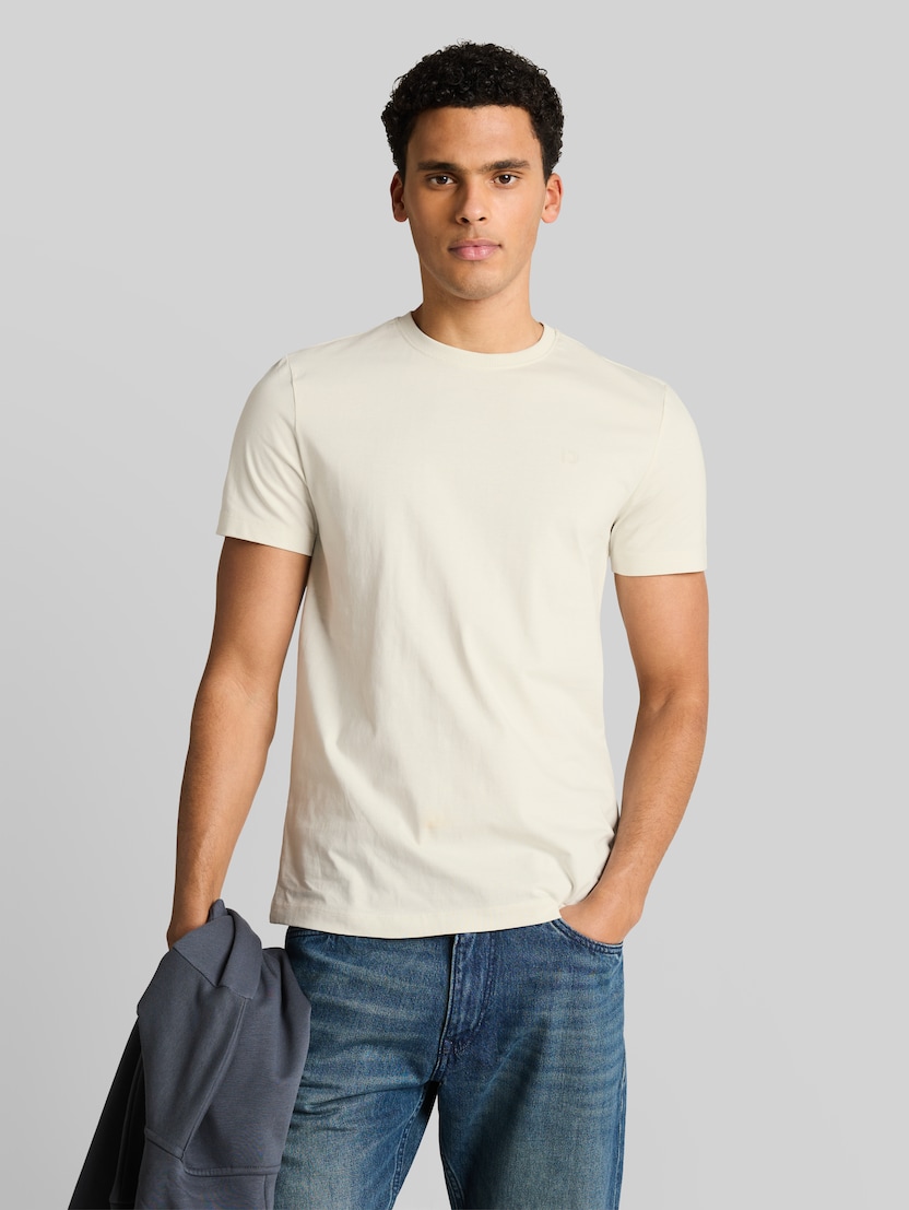 Slim Fit T-Shirt aus Baumwolle von Denim Male, greyish white