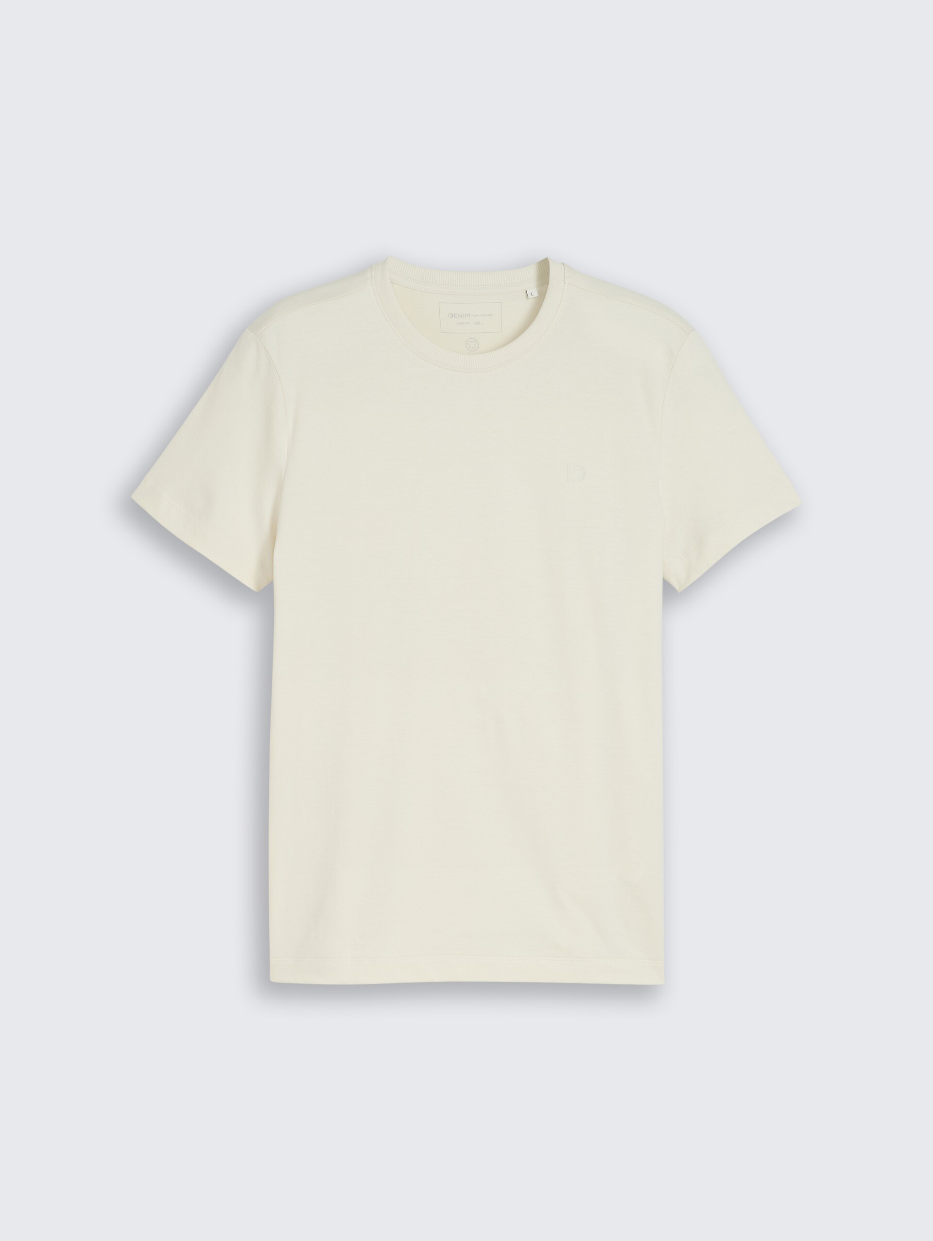 Slim Fit T-Shirt aus Baumwolle - greyish white - Vorder-Produkt-Ansicht