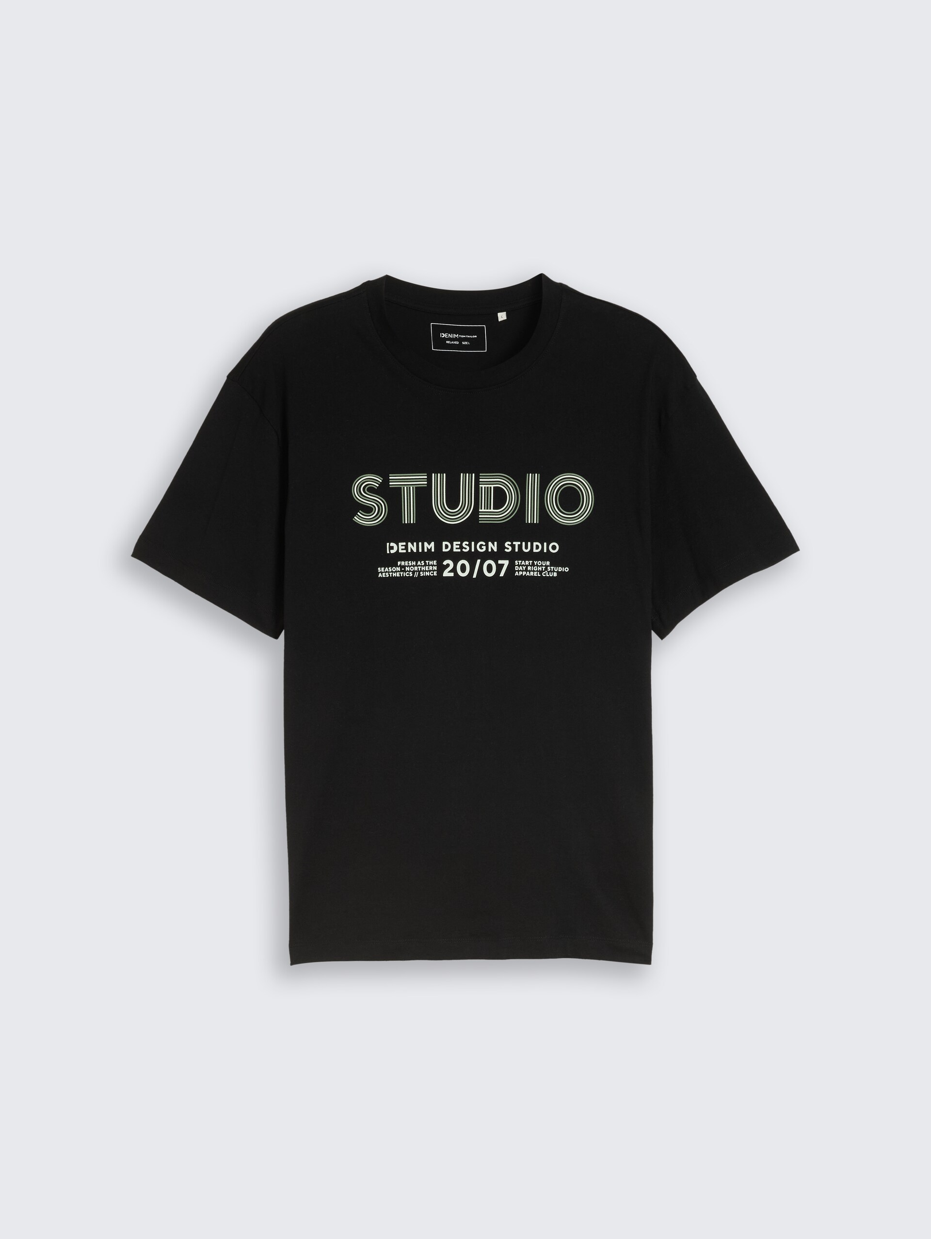 Relaxed Fit T-Shirt mit Print - Black - Vorder-Produkt-Ansicht