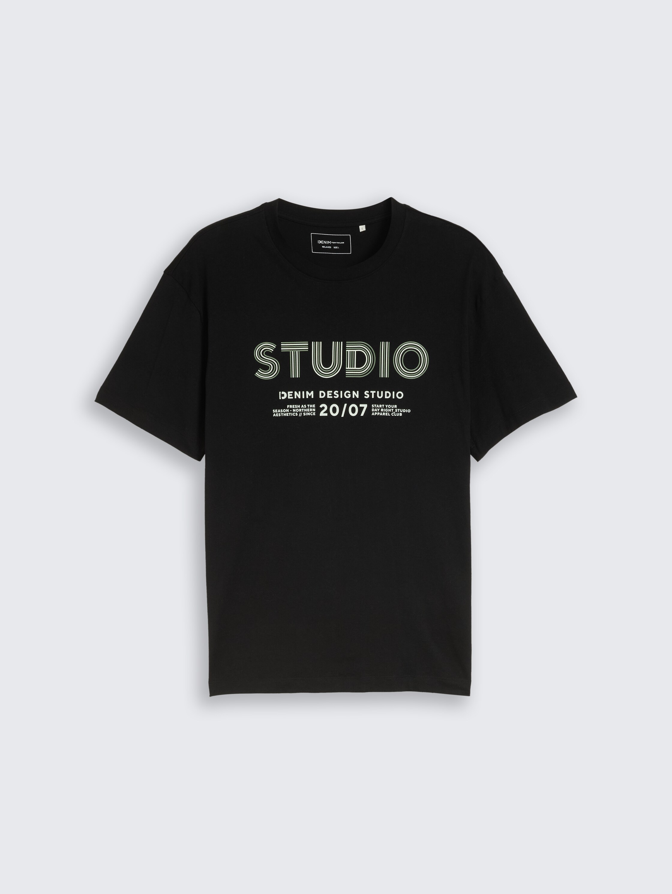 Relaxed fit T-shirt met print - Black - Product vooraanzicht