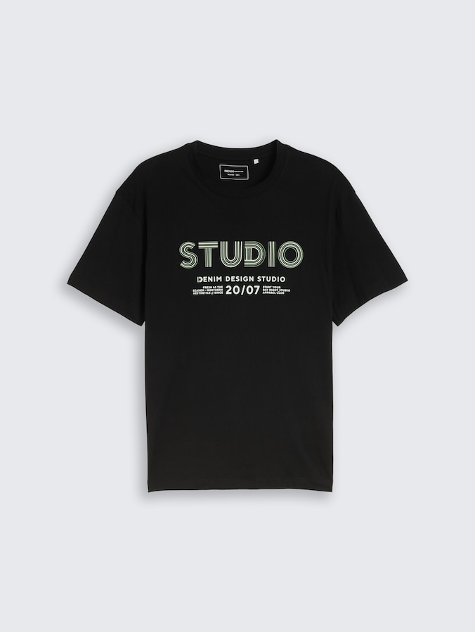 T-shirt Relaxed Fit avec imprimé par Denim Male, Black