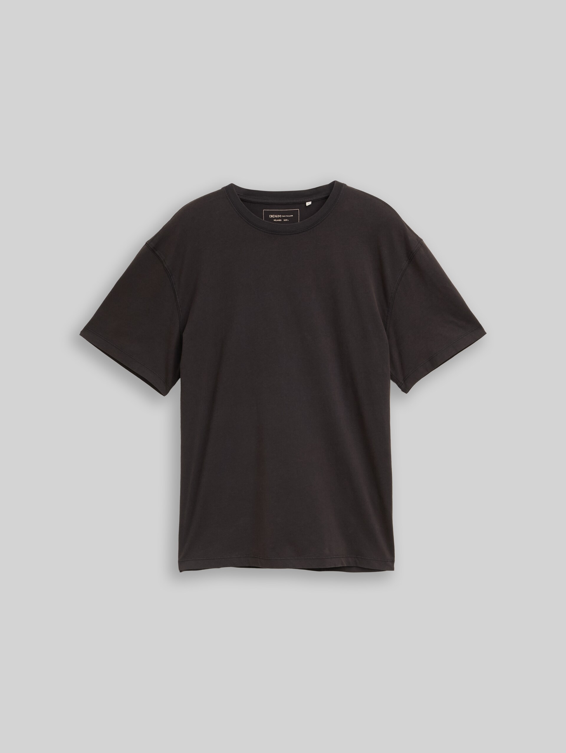 Relaxed fit cotton T-shirt - Black - Front product view