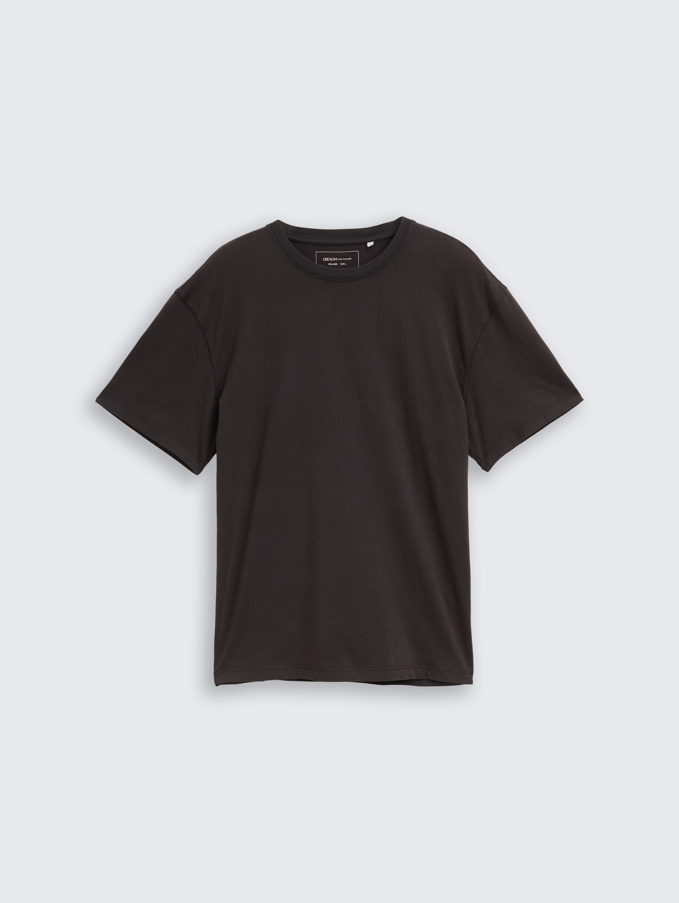 Relaxed fit T-shirt van katoen - Black - Product vooraanzicht
