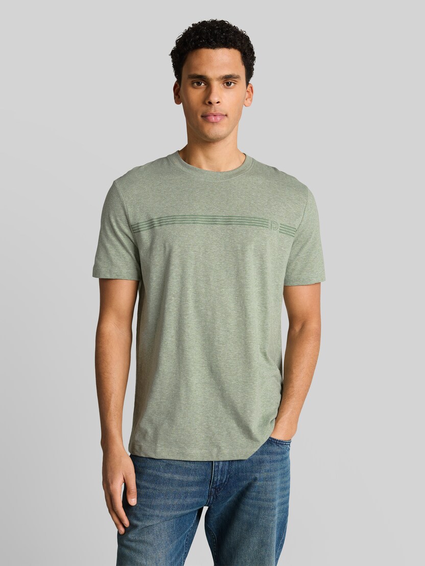 T-Shirt in Melange-Optik von Denim Male, frozen light mint melange