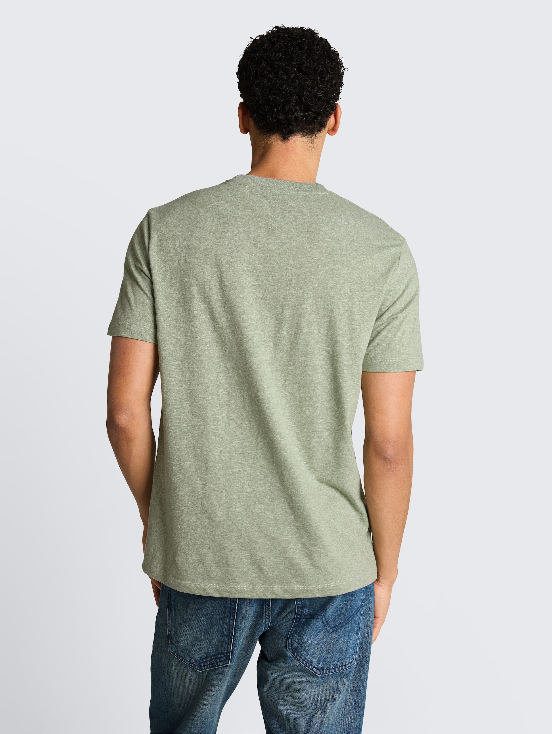 T-shirt with a marl effect - frozen light mint melange - Neckline model-back view