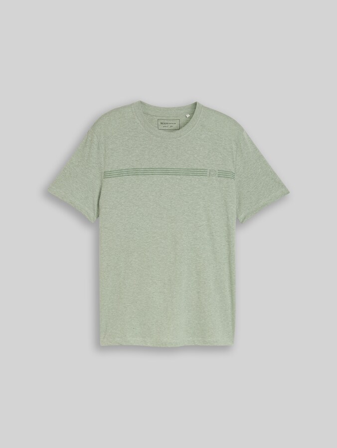 T-Shirt in Melange-Optik von Denim Male, frozen light mint melange