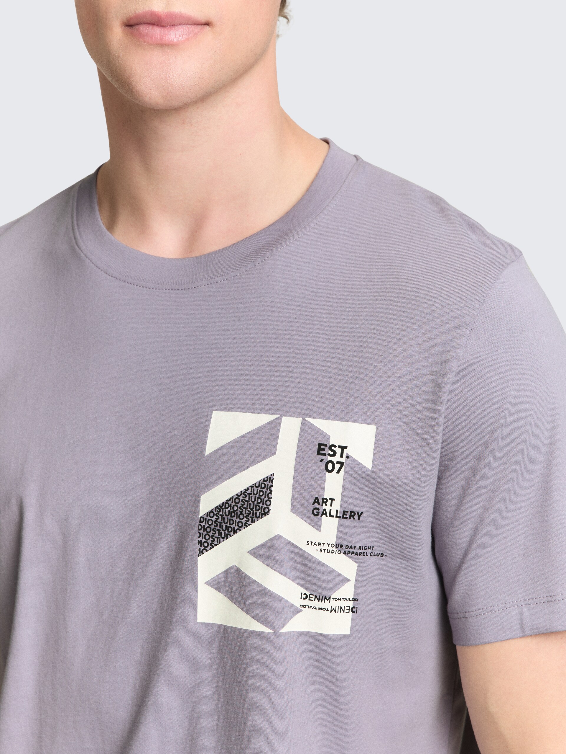 T-Shirt mit Print - soft lilac grey - Detail-Model-Ansicht