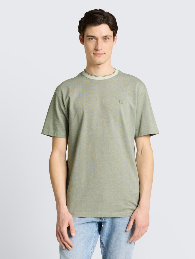 Relaxed Fit Piqué T-Shirt von Denim Male, mint sea spray two tone pique
