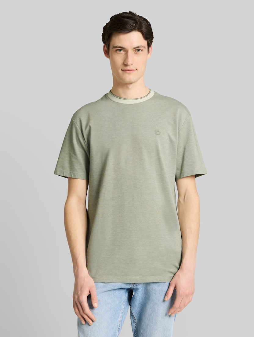 Relaxed Fit Piqué T-Shirt von Denim Male, mint sea spray two tone pique