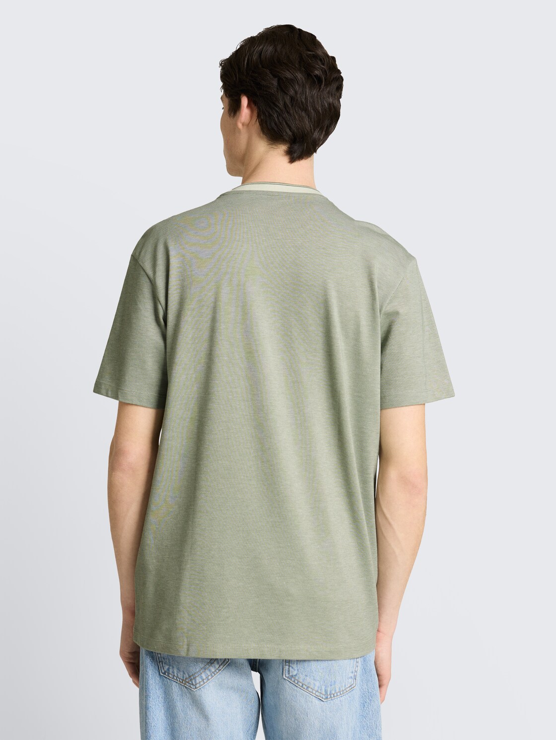 Relaxed Fit Piqué T-Shirt - mint sea spray two tone pique - Auschnitt Model-Rückansicht