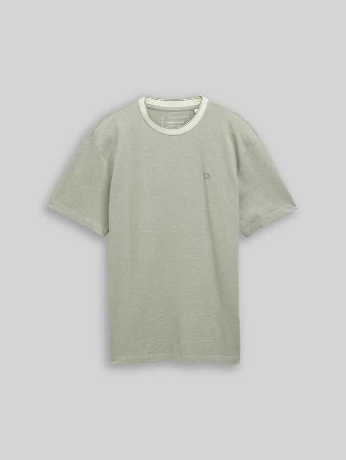 Relaxed Fit Piqué T-Shirt von Denim Male, mint sea spray two tone pique