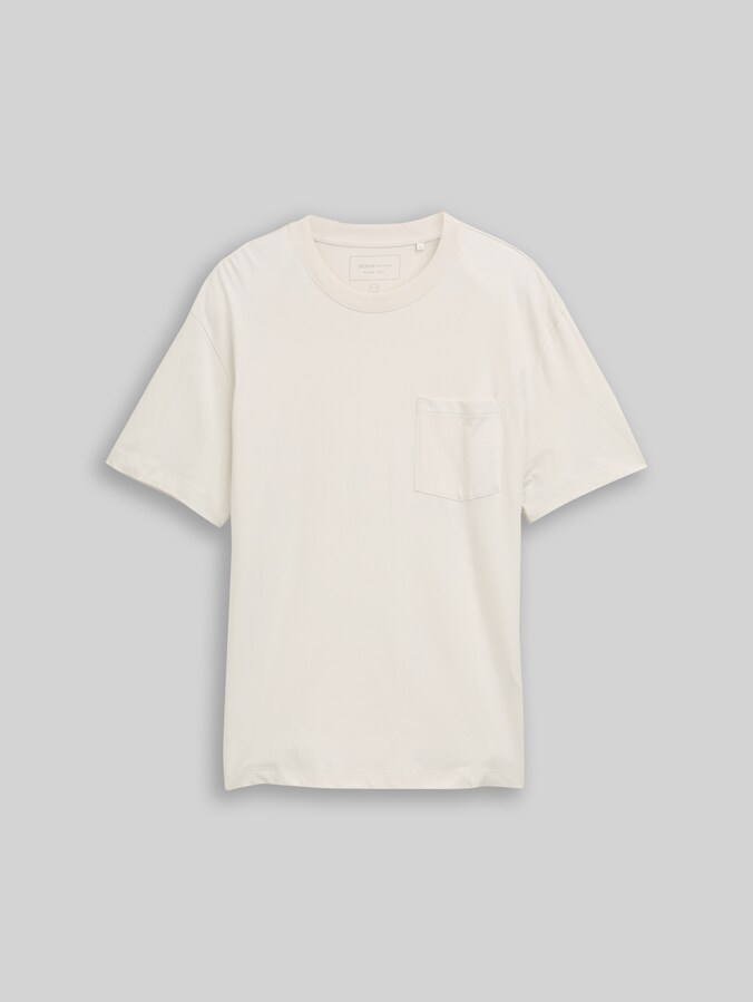 Relaxed Fit T-Shirt mit Brusttasche von Denim Male, greyish white