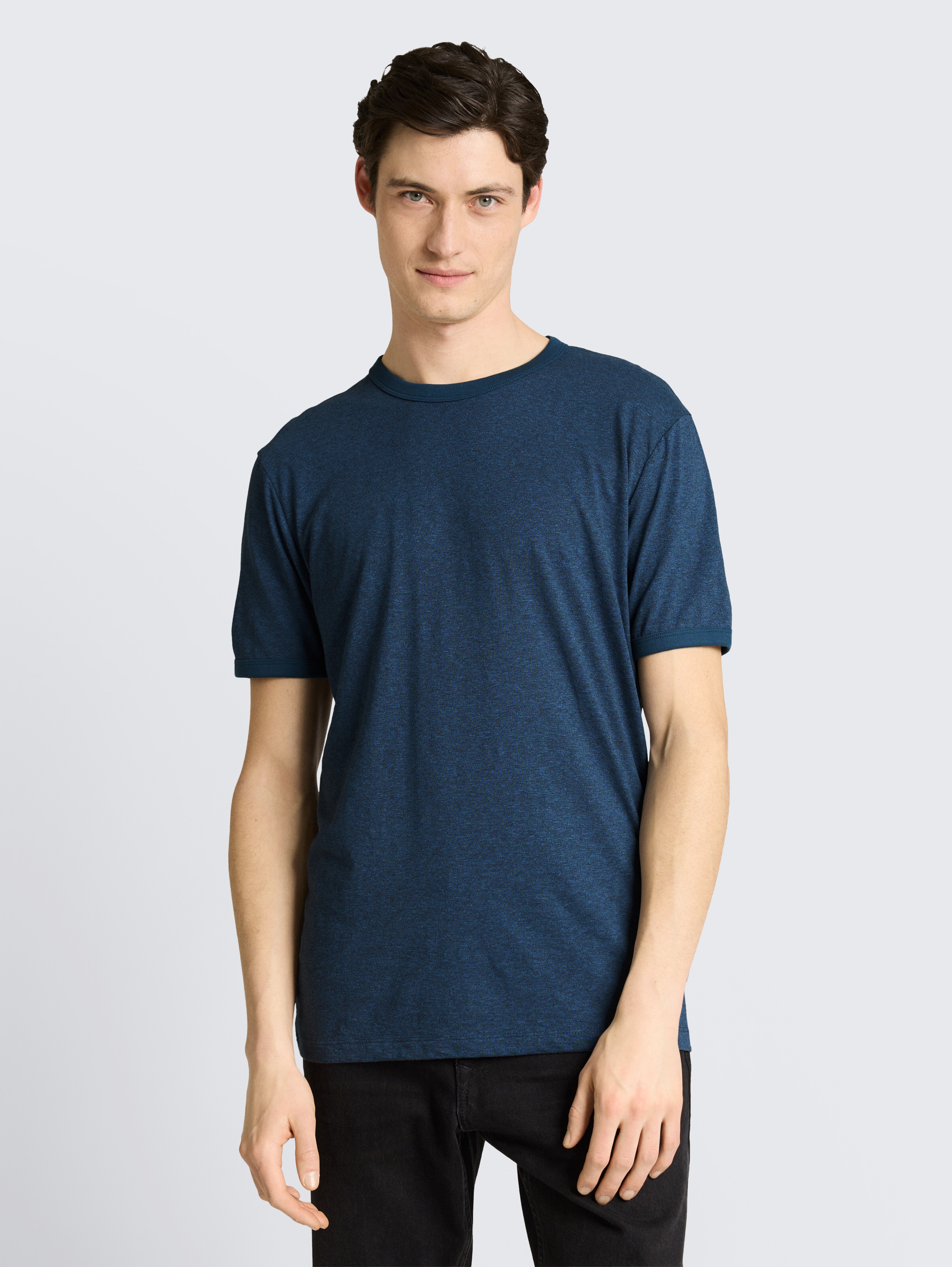 T-Shirt in Melange-Optik von Denim Male, nighttime blue melange