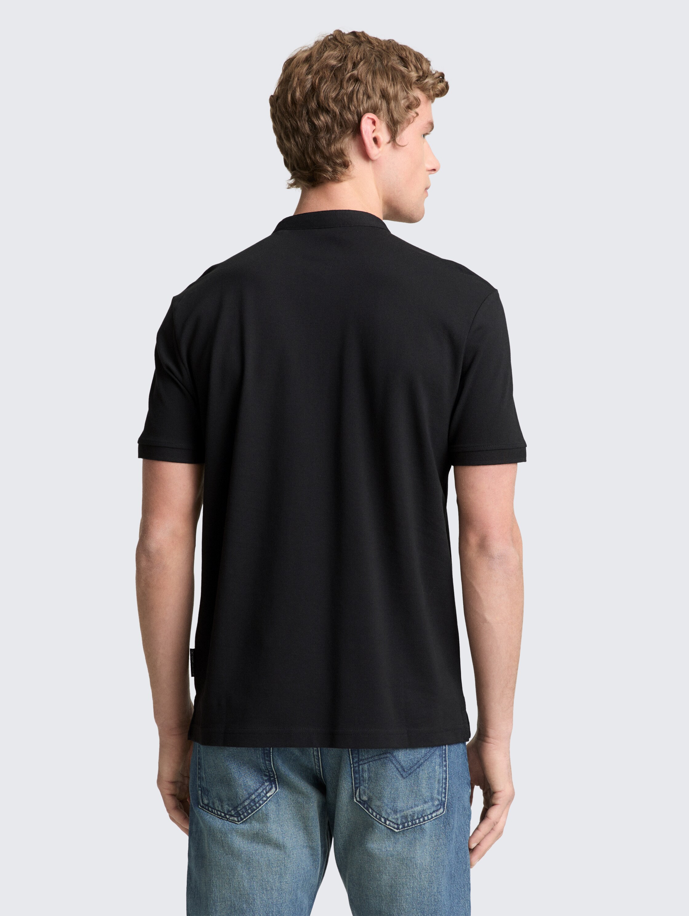 Piqué Poloshirt mit Stehkragen - Black