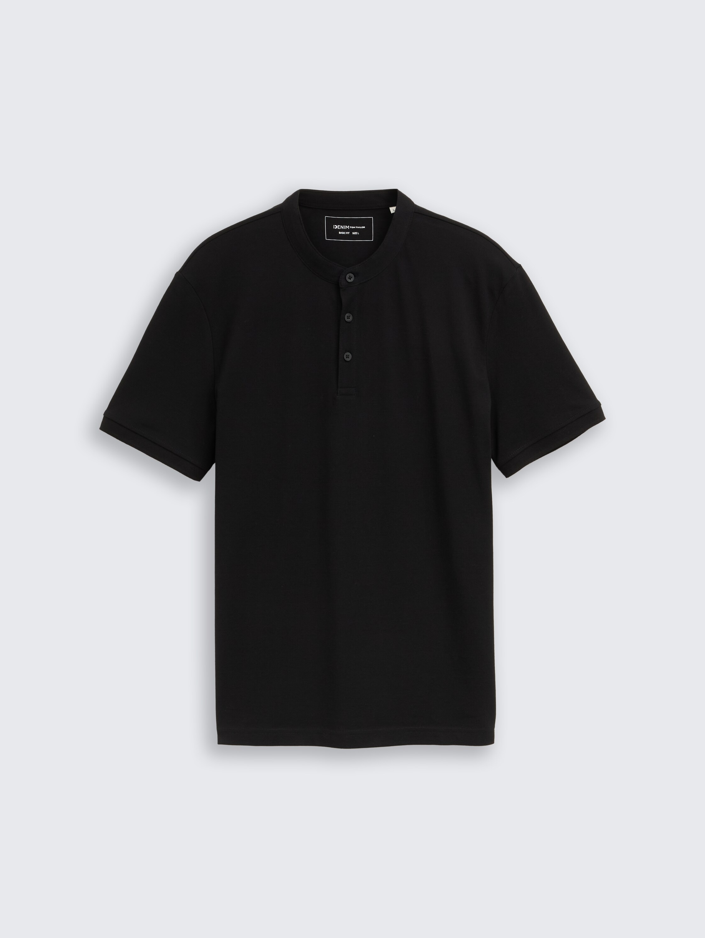 Piqué Poloshirt mit Stehkragen - Black
