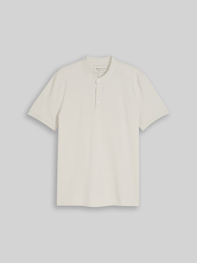 Piqué Poloshirt mit Stehkragen von Denim Male, greyish white