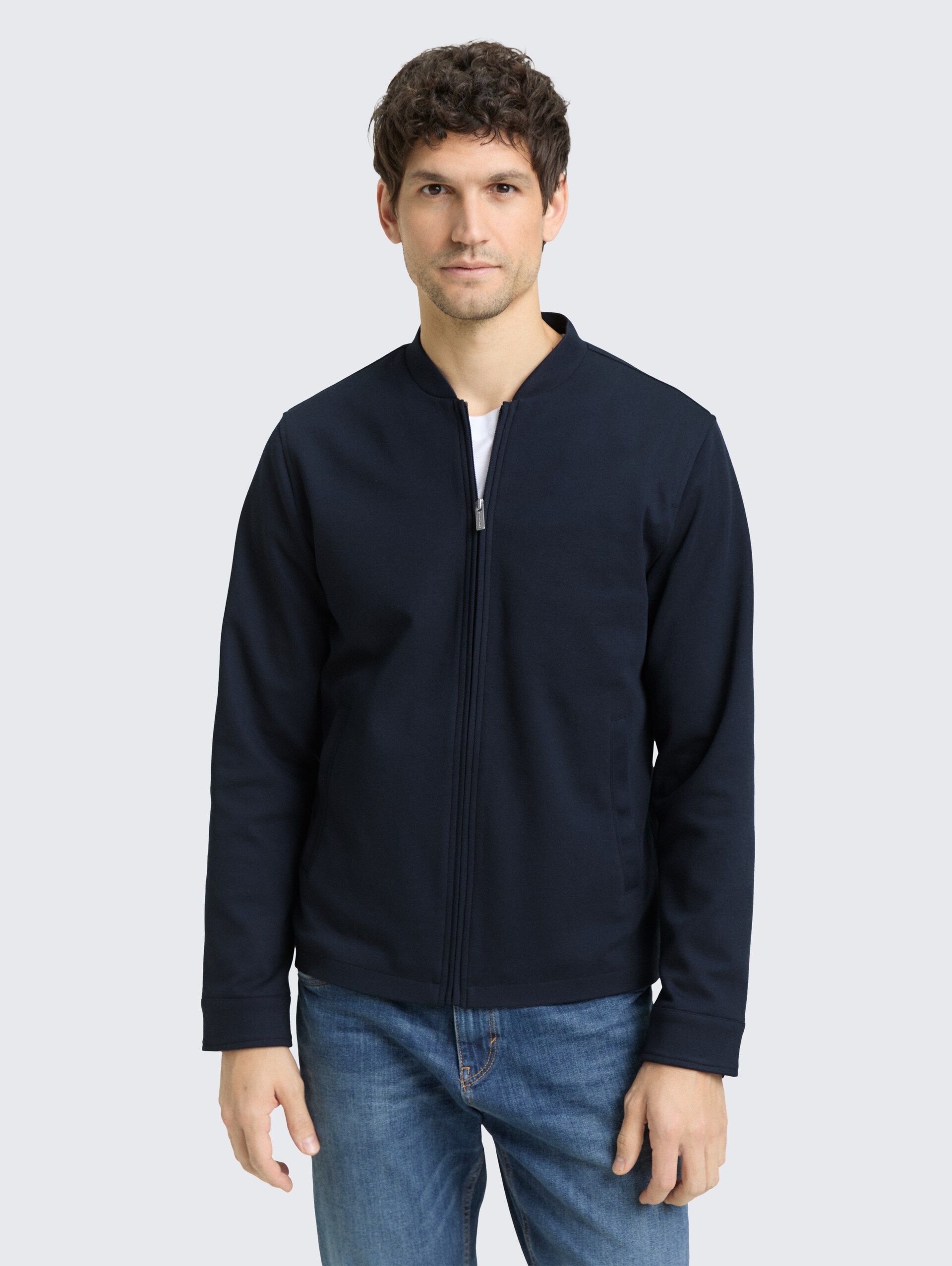 Piqué Bomberjacke mit Eingriffstaschen - sky captain blue