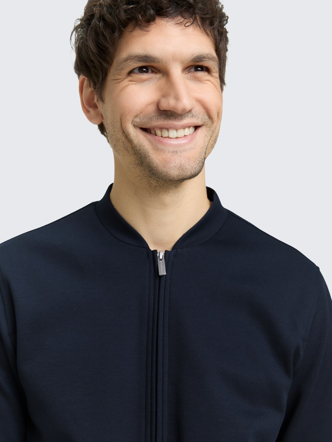 Piqué Bomberjacke mit Eingriffstaschen - sky captain blue