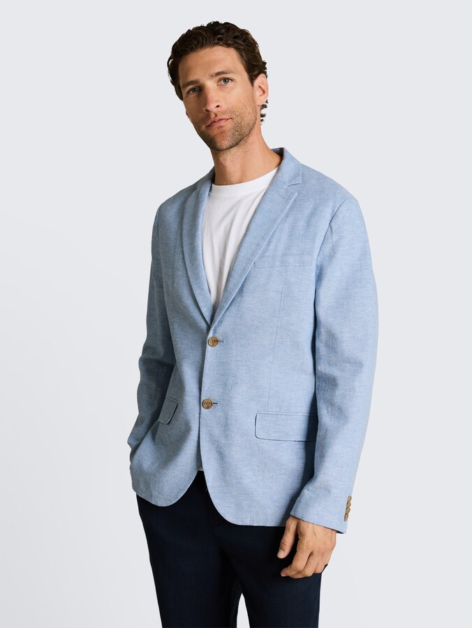 Colbert met linnen door Men, bleeched blue chambray