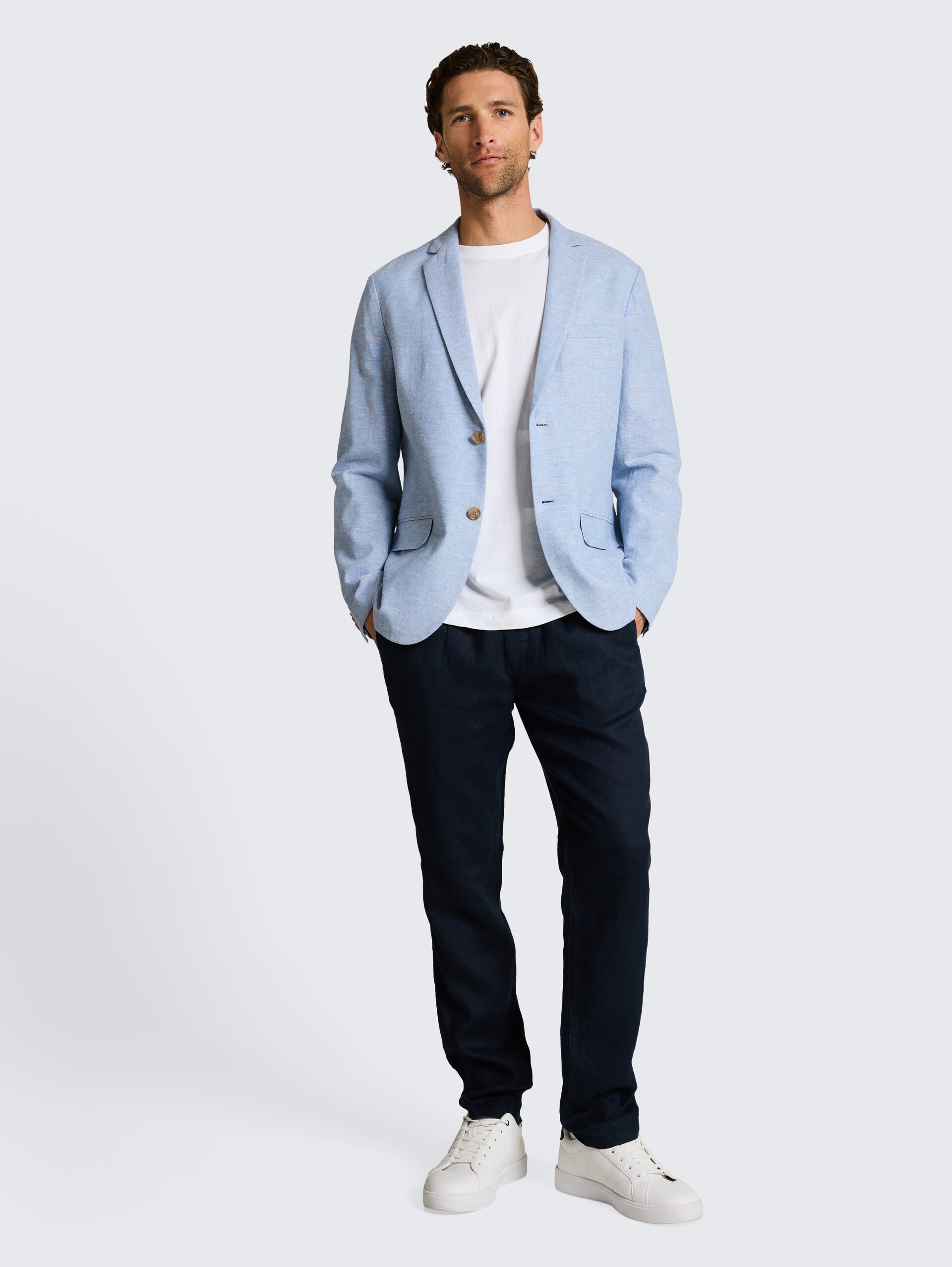 Sakko mit Leinenanteil - bleeched blue chambray