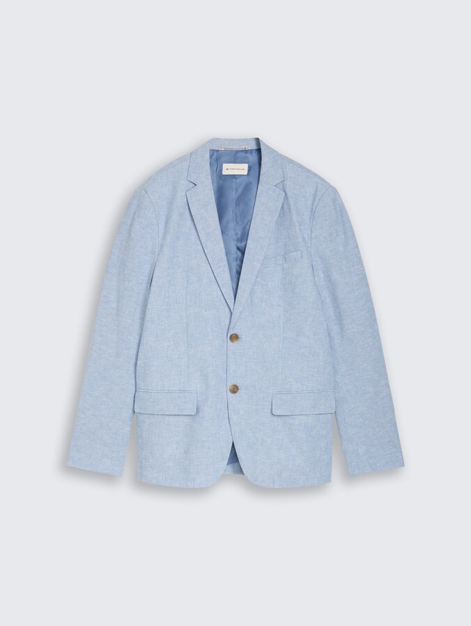 Sakko mit Leinenanteil von Men, bleeched blue chambray