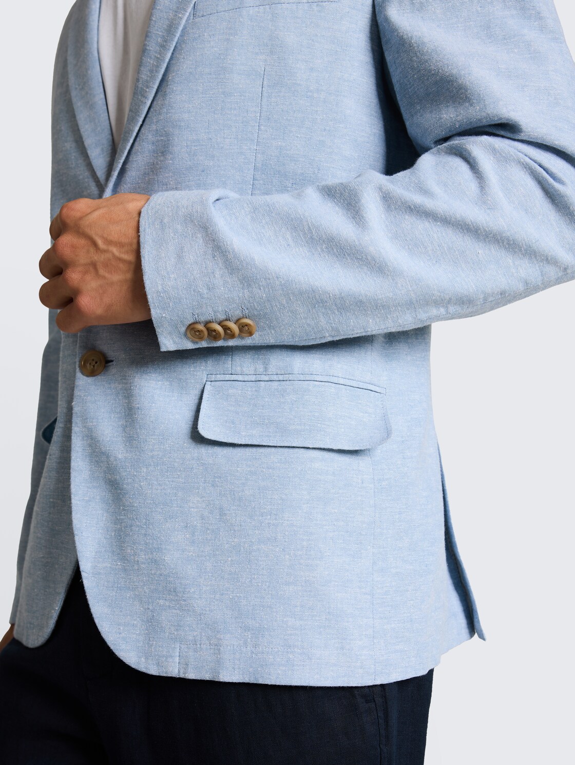 Sakko mit Leinenanteil - bleeched blue chambray