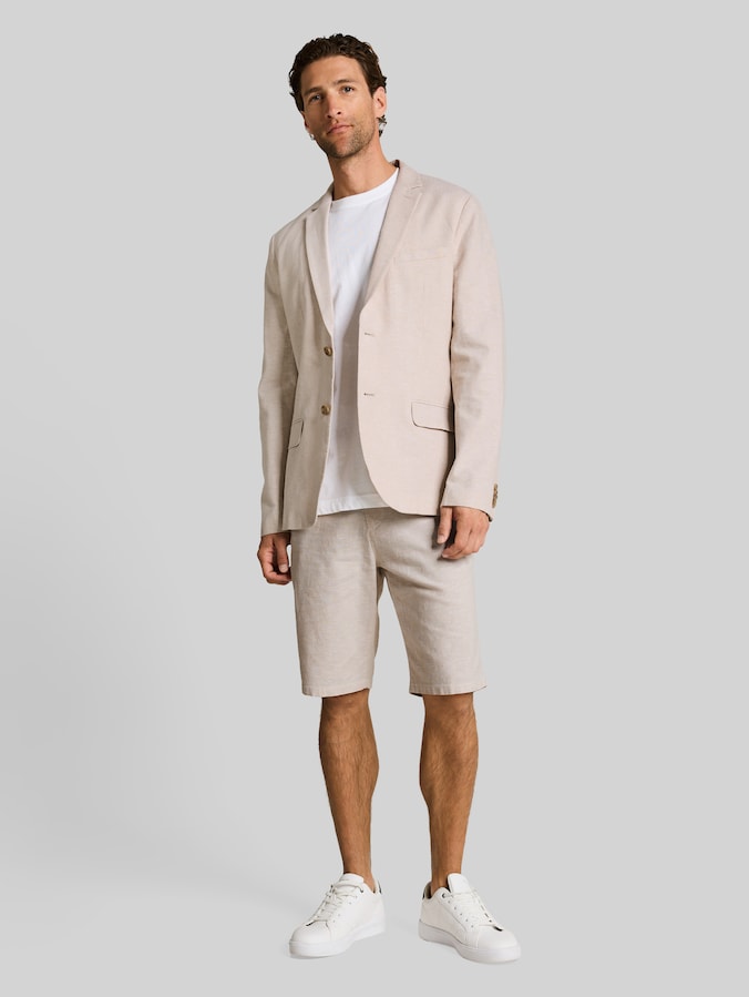 Sakko mit Leinenanteil von Men, cashew beige chambray