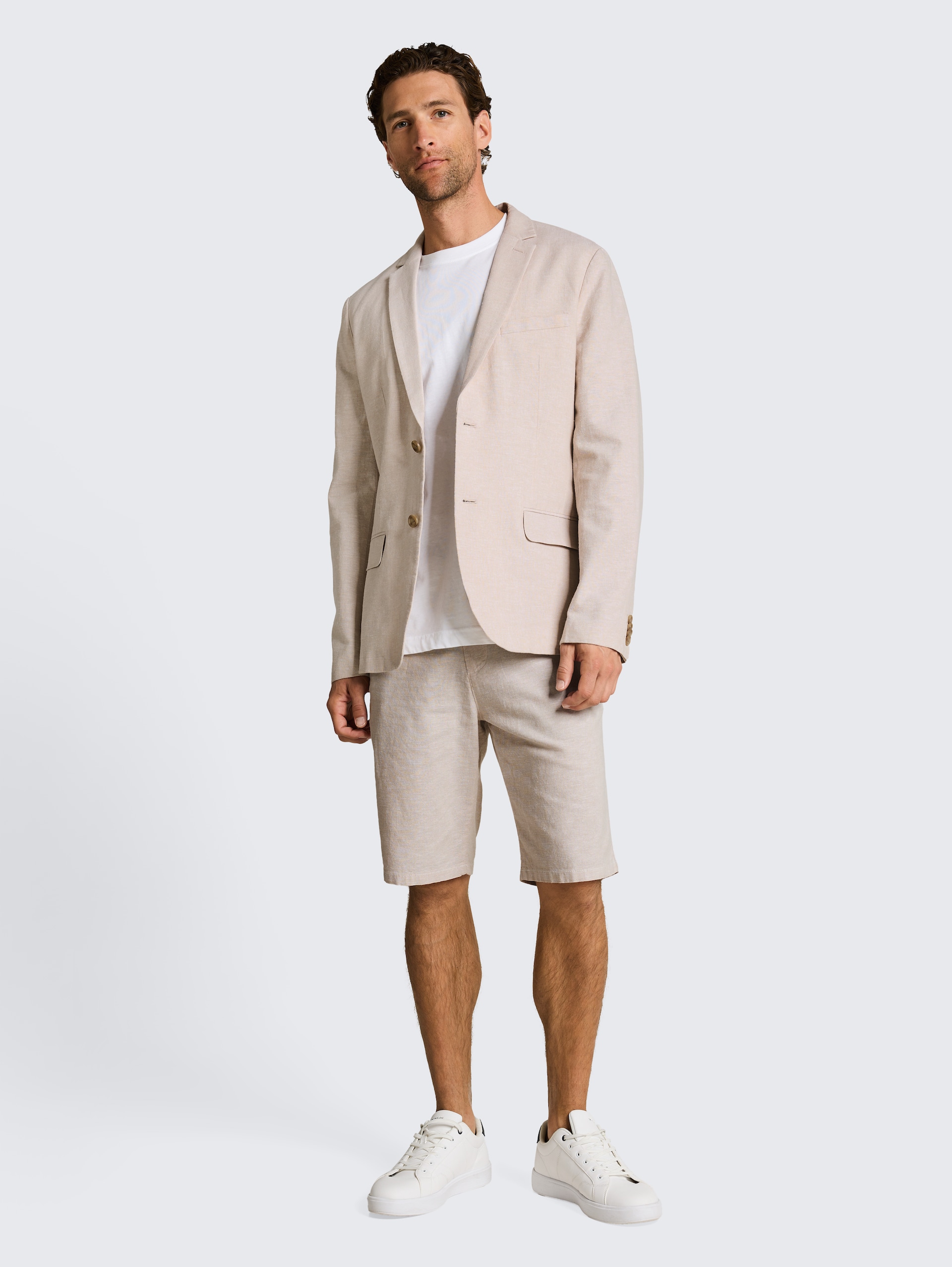 Sakko mit Leinenanteil - cashew beige chambray