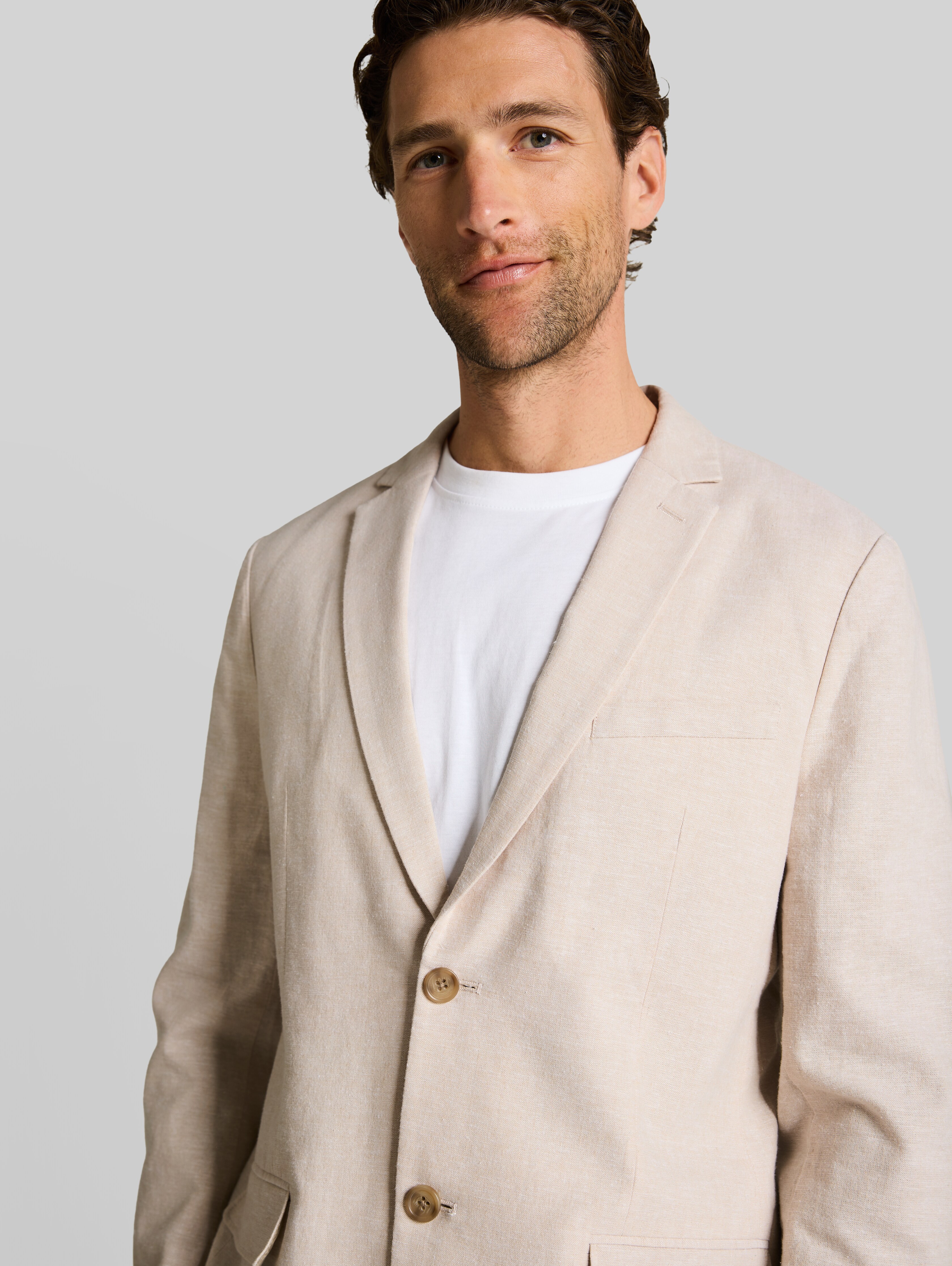 Jacket with linen content in beige by Tom Tailor