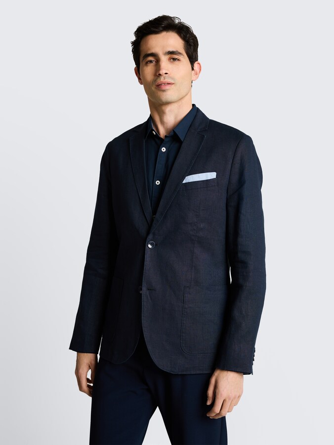 Linnen colbert door Men, sky captain blue