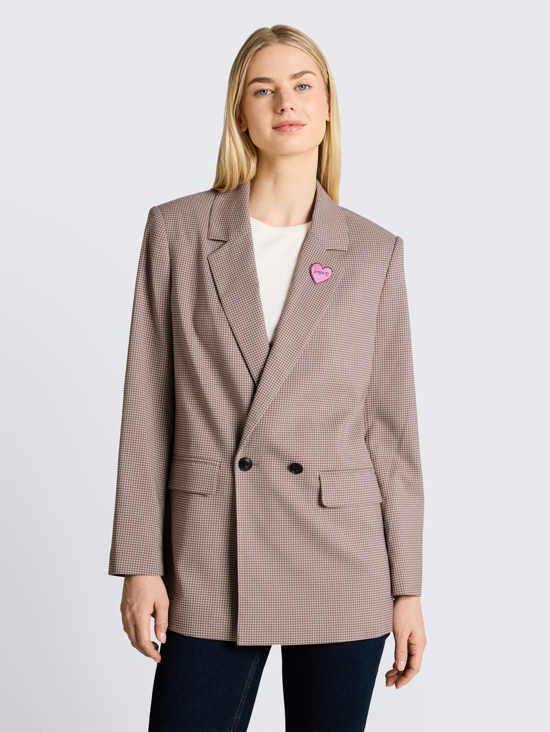 Regular Fit Blazer mit Karomuster - brown beige vichy check