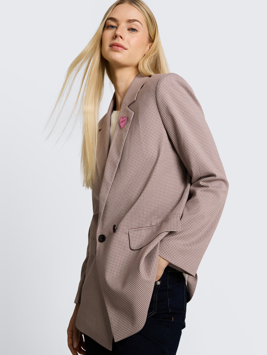 Regular Fit Blazer mit Karomuster - brown beige vichy check