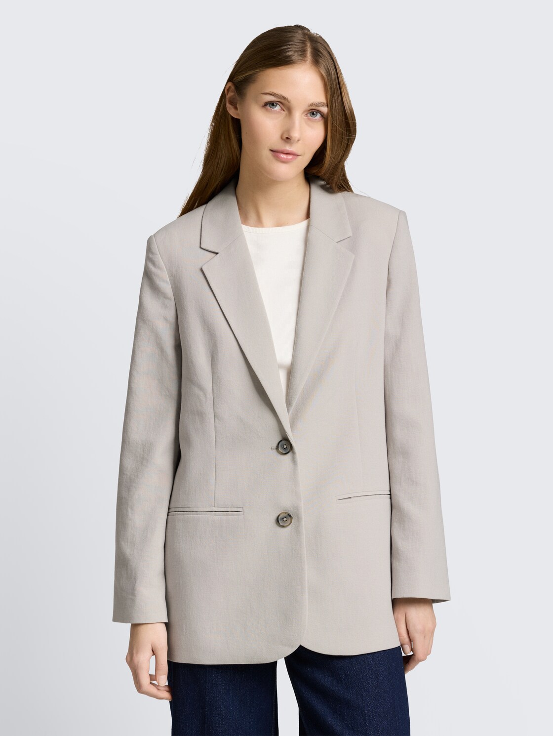 Regular Fit Blazer mit Paspeltaschen - cloud grey