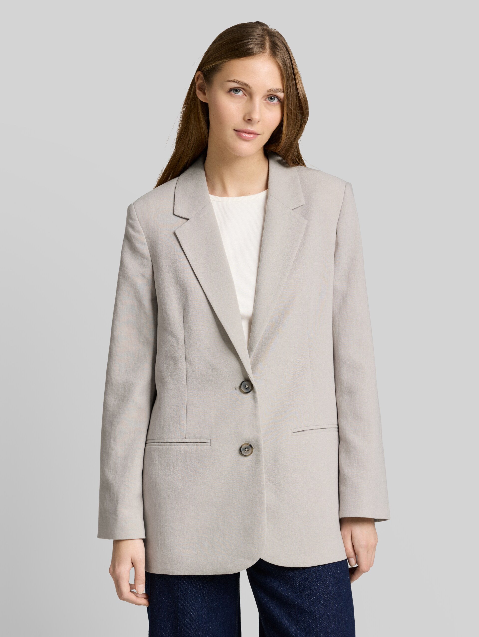 Regular fit blazer met paspelzakken - cloud grey
