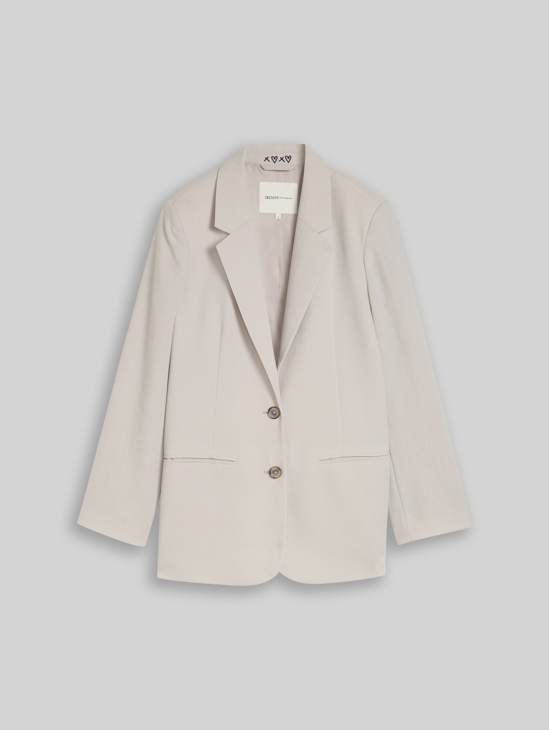 Regular fit blazer met paspelzakken - cloud grey
