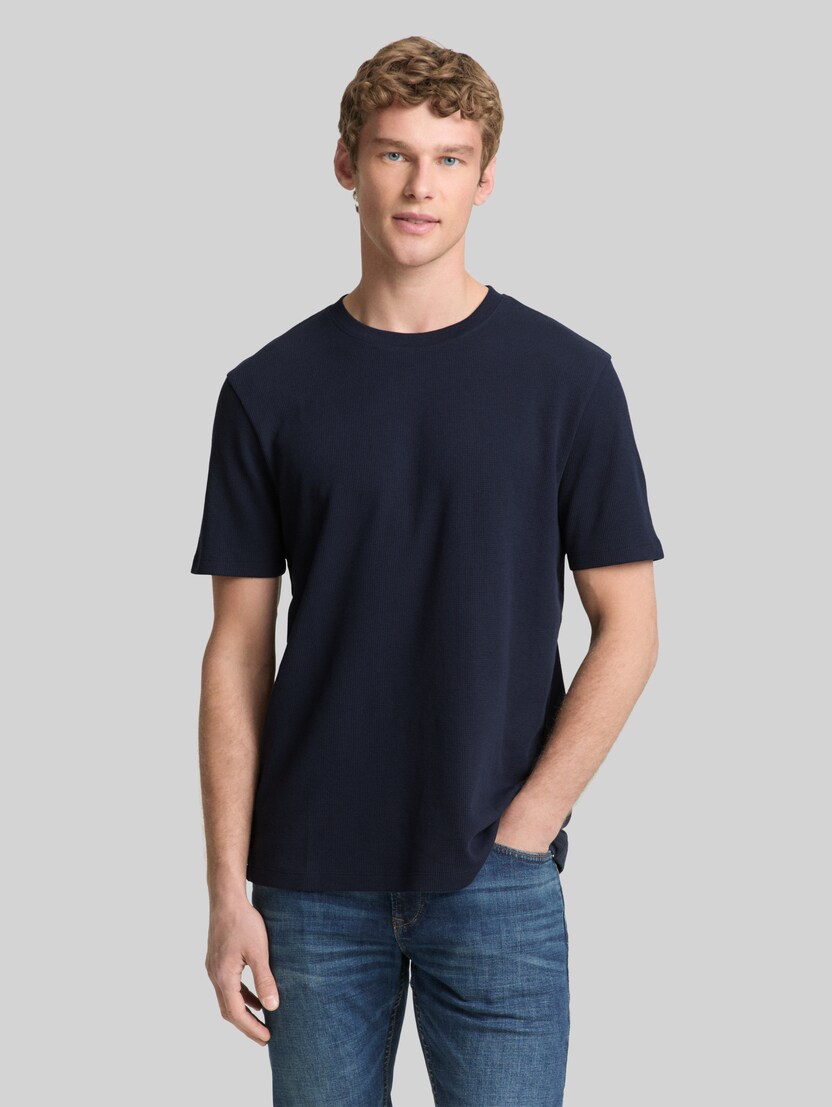T-Shirt mit Waffelstruktur von Denim Male, sky captain blue