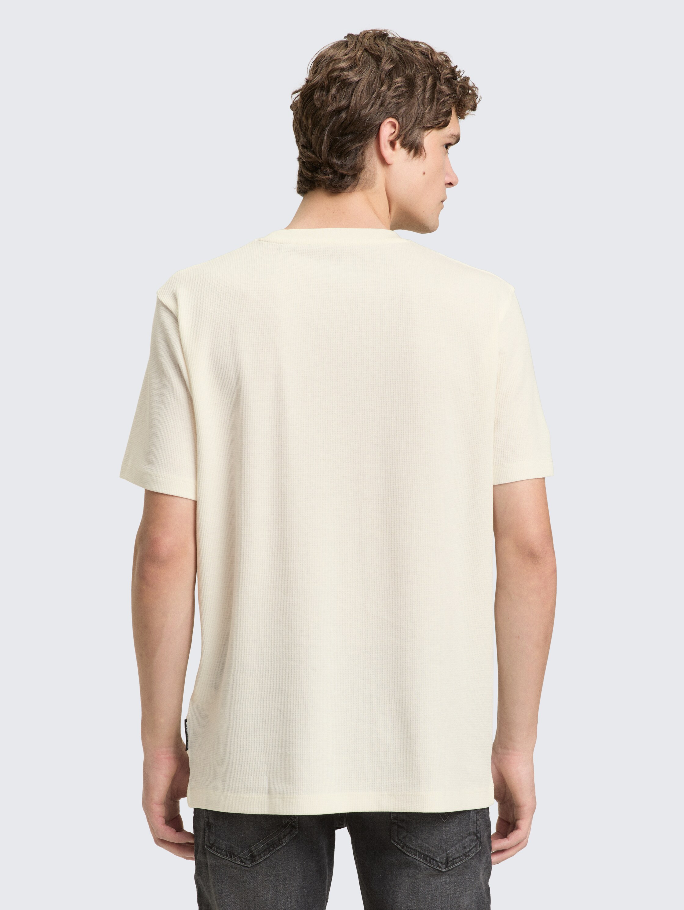 T-Shirt mit Waffelstruktur - wool_white - 