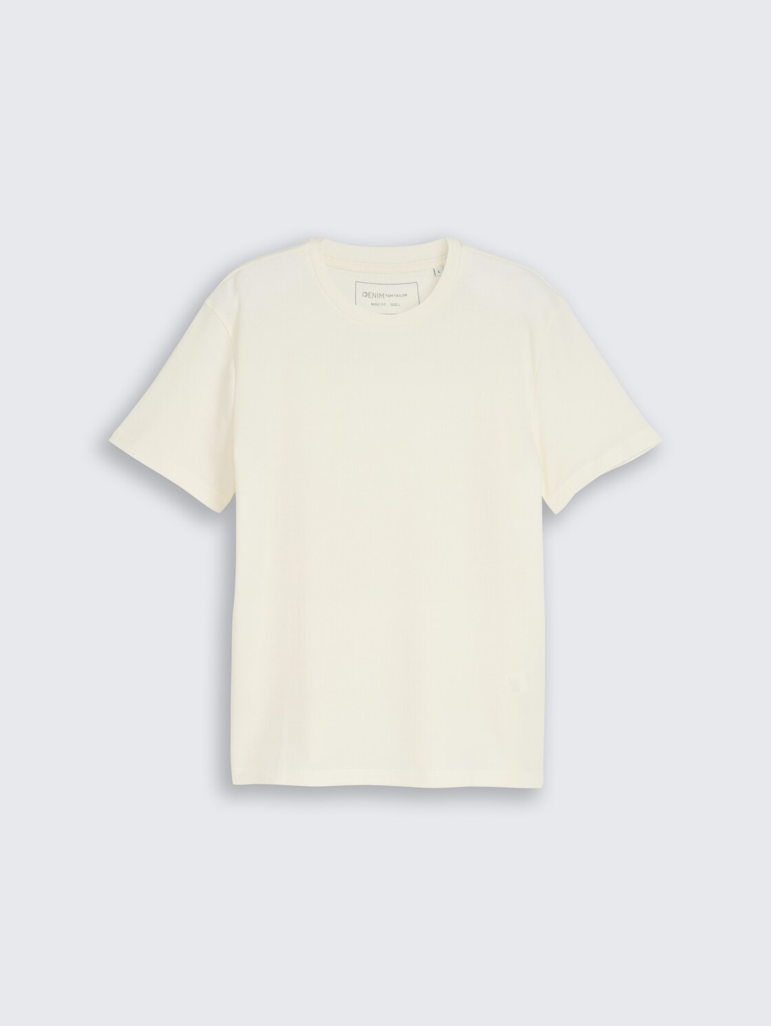 T-Shirt mit Waffelstruktur - Wool White - Vorder-Produkt-Ansicht