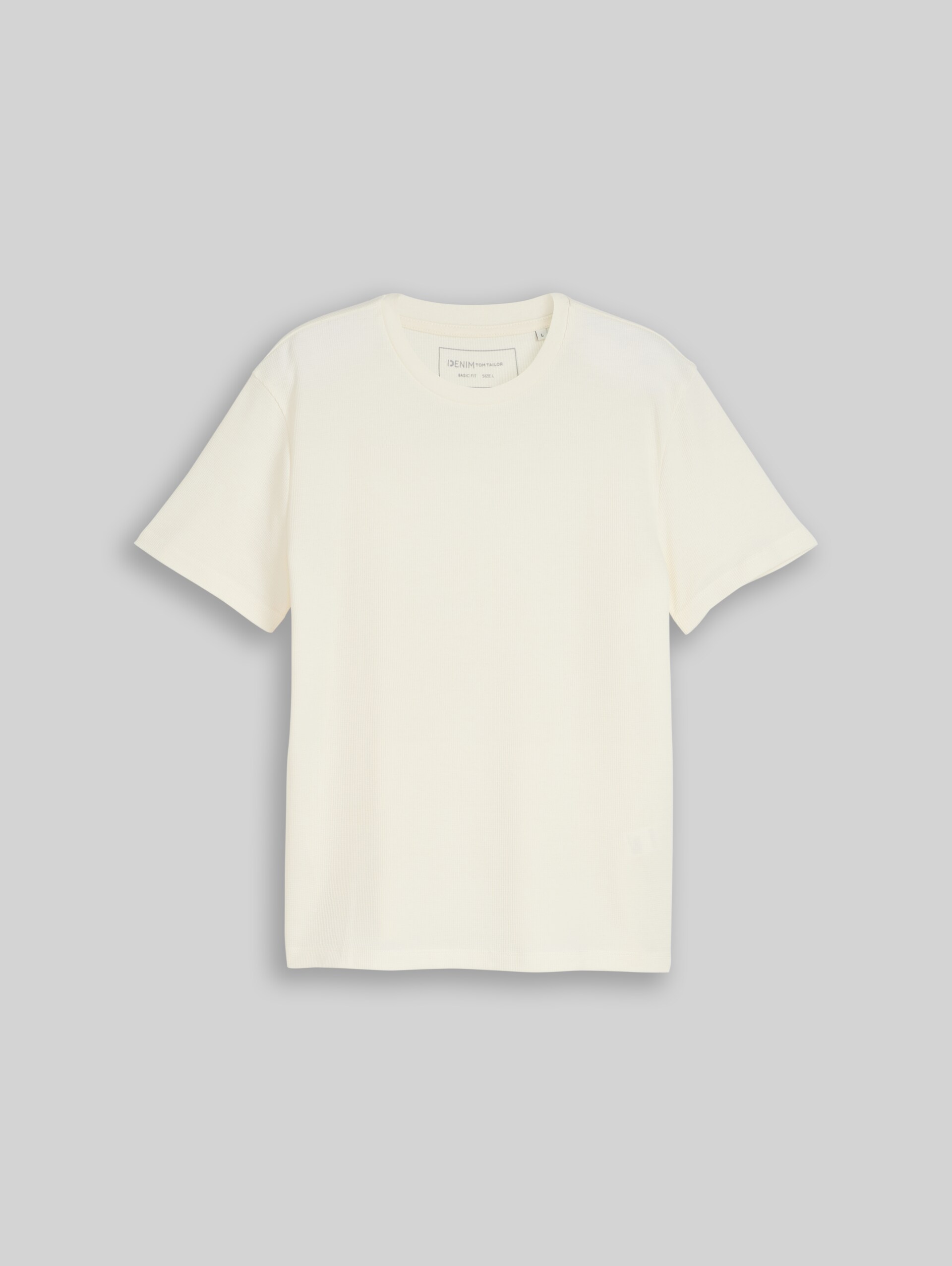 T-shirt with waffle texture - Wool White - Front product view