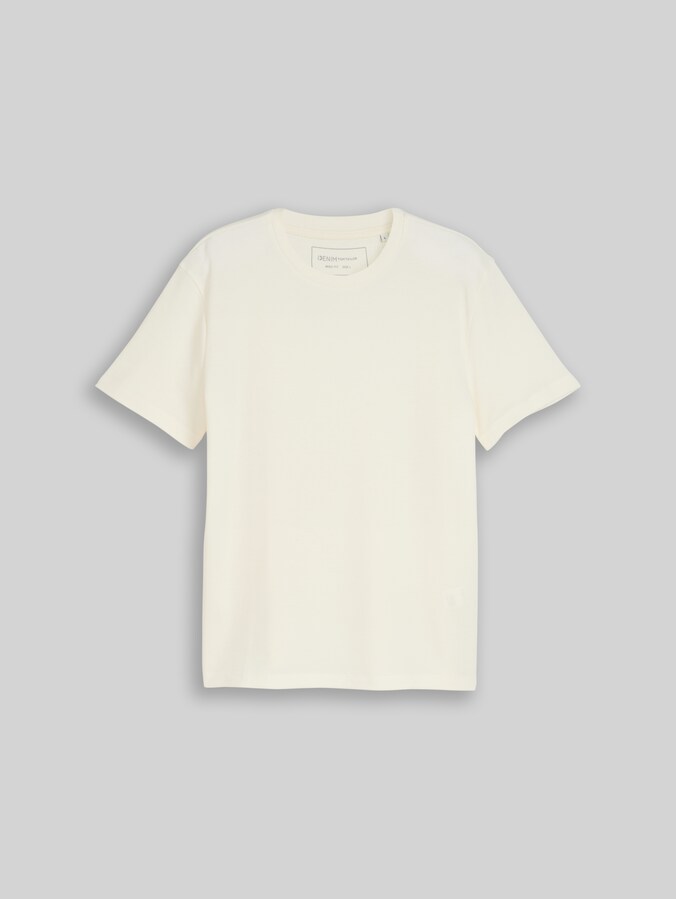 T-shirt with waffle texture by Denim Male, Wool White