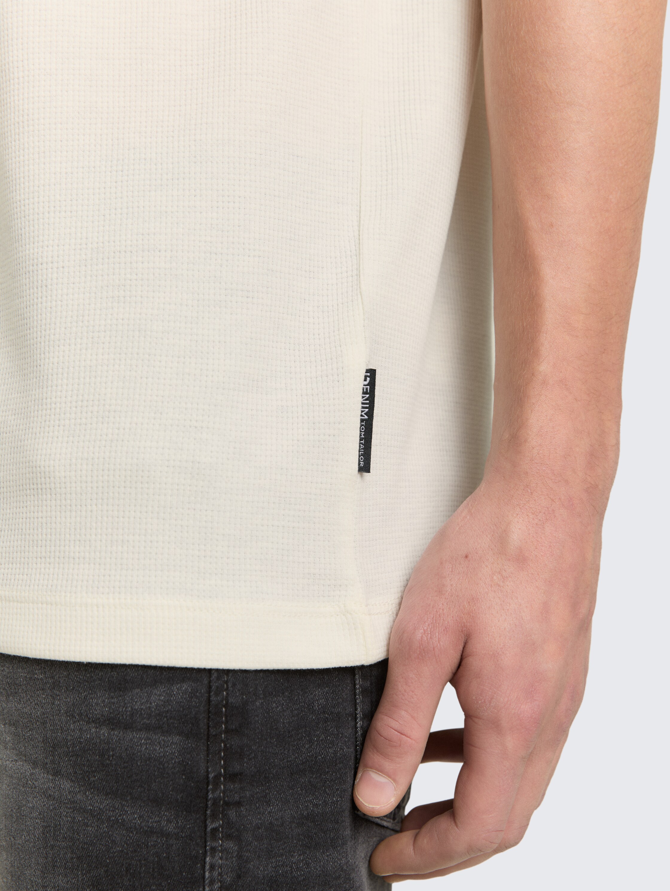 T-Shirt mit Waffelstruktur - wool_white - 