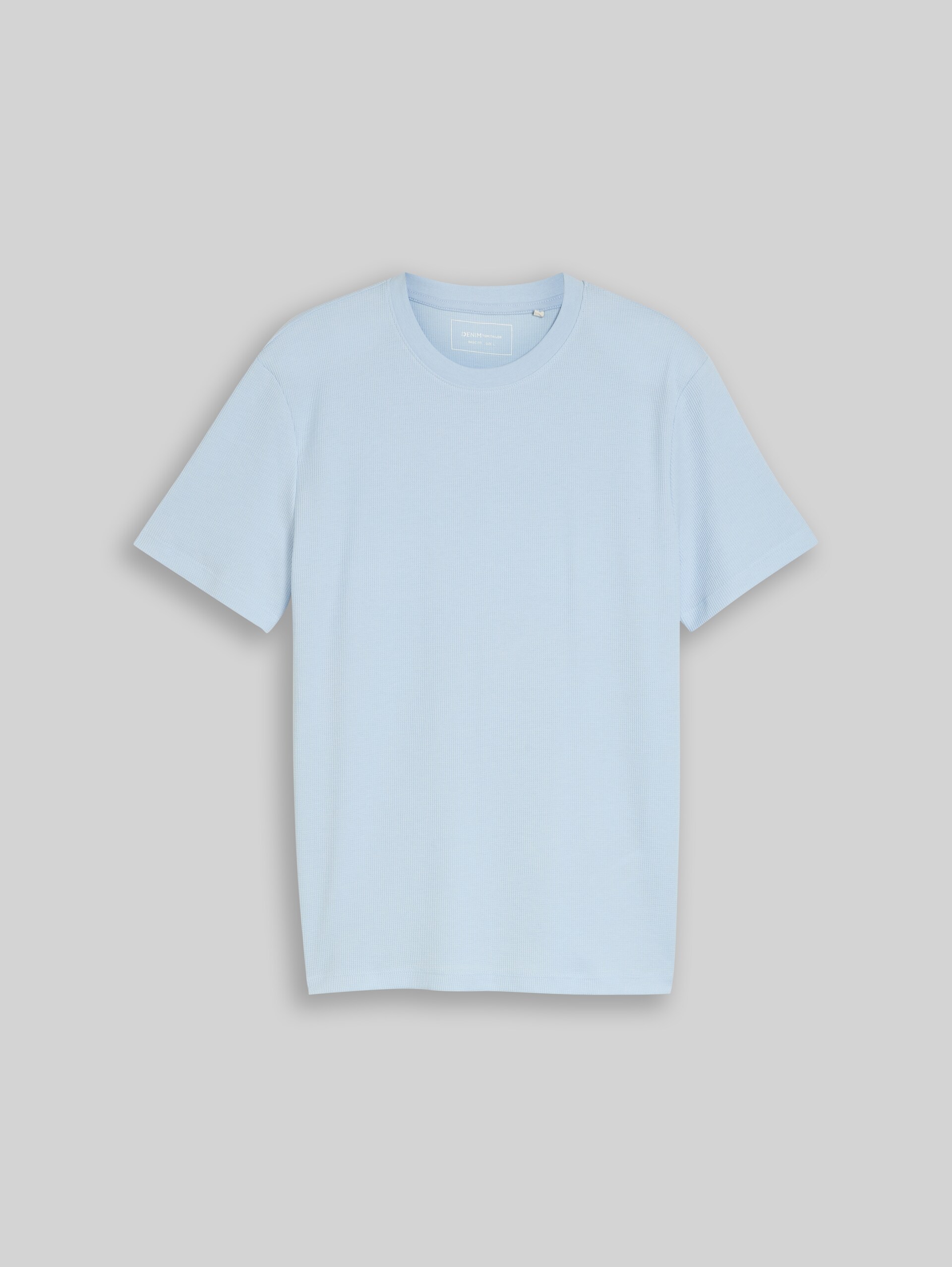T-Shirt mit Waffelstruktur - Light Metal Blue - Vorder-Produkt-Ansicht