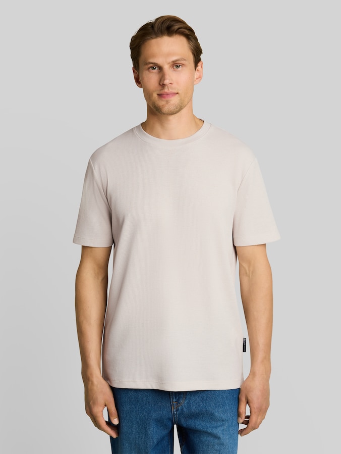 T-Shirt mit Waffelstruktur von Denim Male, clouds grey