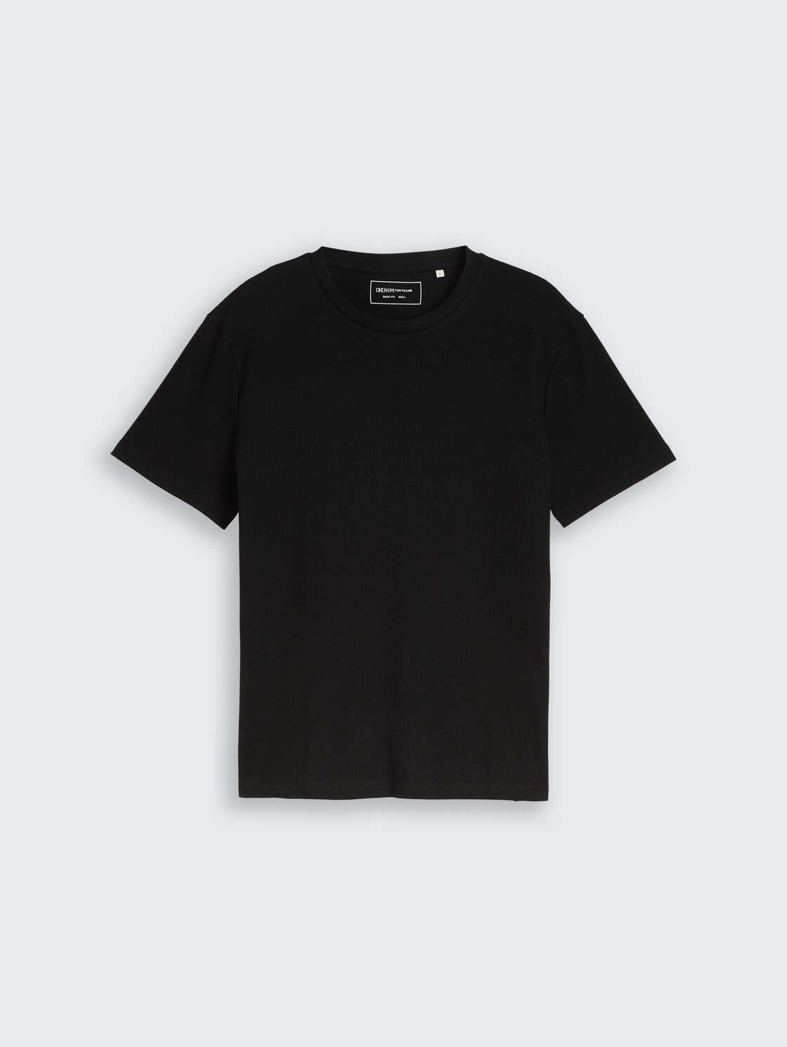 T-Shirt mit Waffelstruktur - Black - Vorder-Produkt-Ansicht