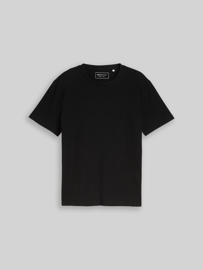 T-shirt with waffle texture by Denim Male, Black